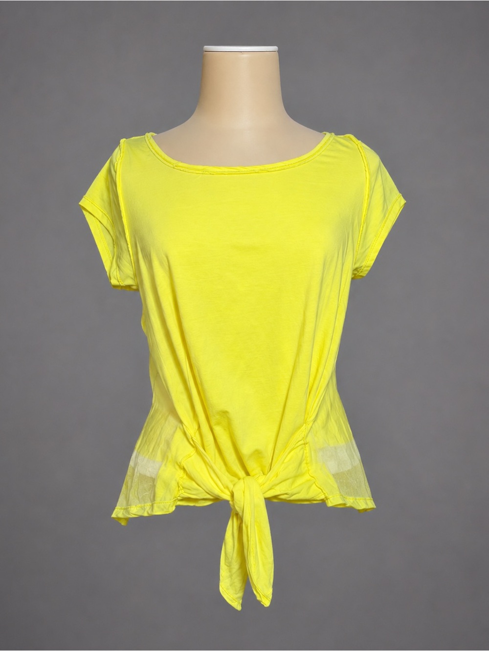 Anthropologie Leifnotes Amee Gossamer Top Yellow Tie Front Sheer Back Size L